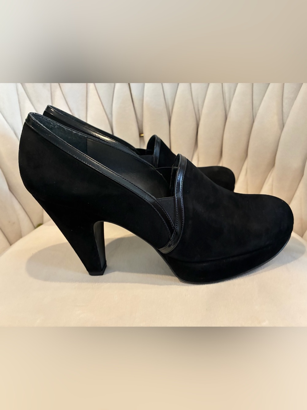 Stuart Weitzman Black Suede Platform Heel Pumps